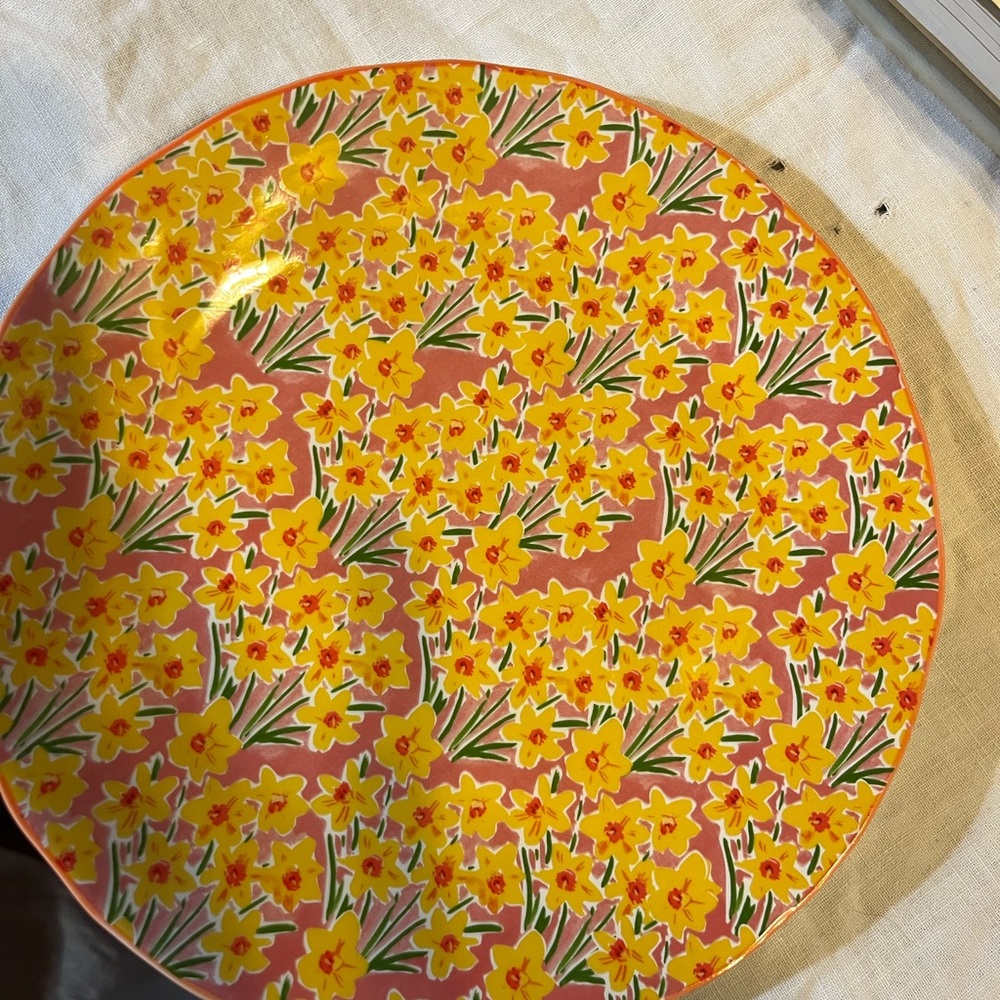 Floral Pink and Yellow Decorative Plate